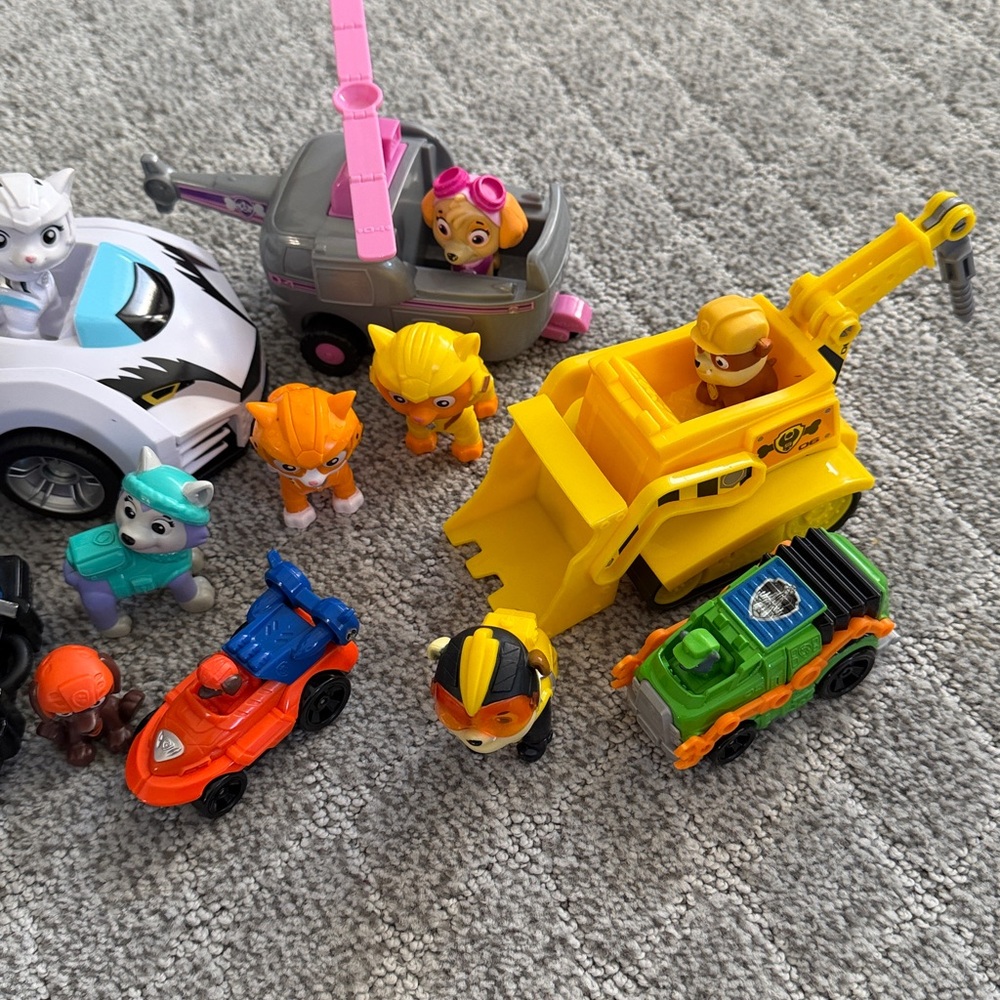Paw patrol characters & play sets as shown.Colorful Rescue Vehicle Playsets. $35 - Picture 3 of 3